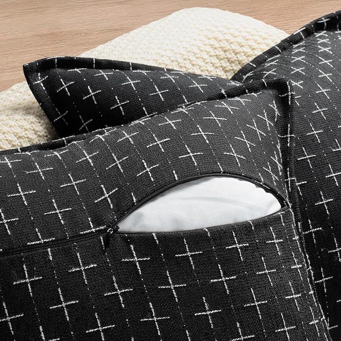 Pillow Covers 22x22 Set of 2 Soft Polyester Textured Pillow Covers with Stylish Flange Edge Cozy Farmhouse Throw Pillows for Couch Bed Sofa Living Room