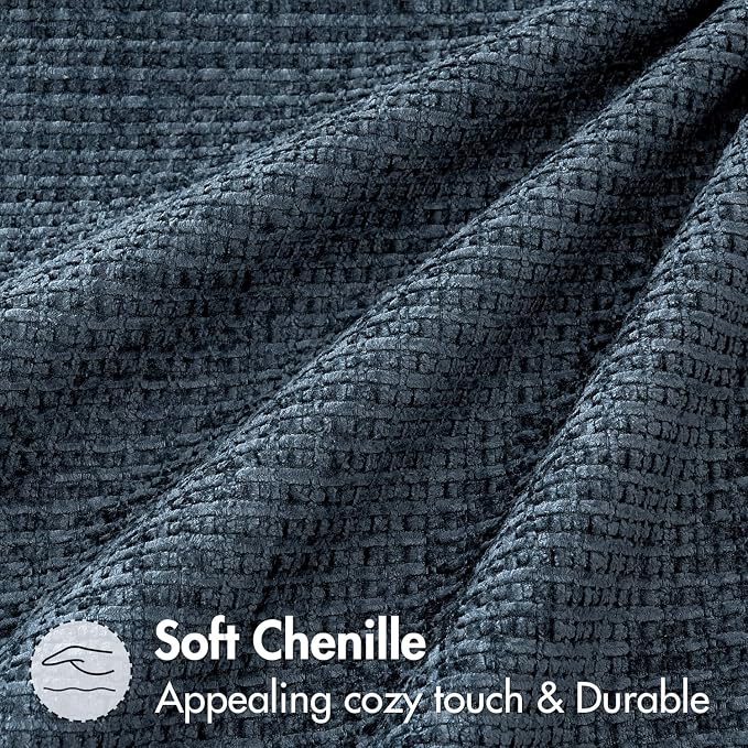 MIULEE Decorative Couch Throw Pillow Covers 20x20 Inch Navy Blue 2 Pack | Coastal Modern Boho Accent, Soft Chenille Pillow Covers, Farmhouse Cushion Cases for Home Decor Bed Sofa Living Room