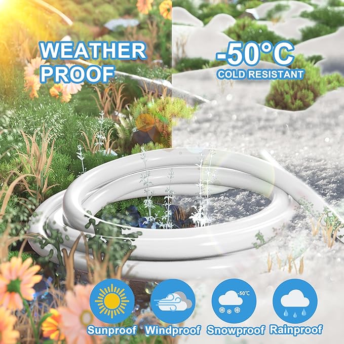 HUANCHAIN Indoor Outdoor White Extension Cord 8 ft Waterproof, 16/3 Gauge Flexible Cold-Resistant Appliance Extension Cord Outside, 13A 1625W 16AWG SJTW, 3 Prong Electric Cable, ETL