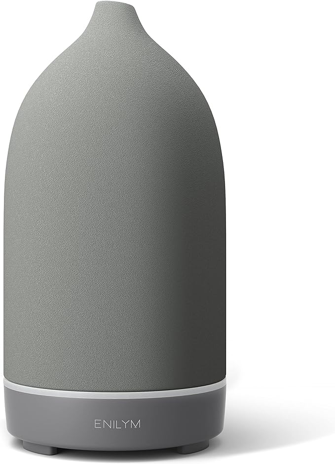 Aromatherapy Essential Oil Diffuser,9 Colors Mood Light,4 Timer Stone Diffuser Living Room(Grey)