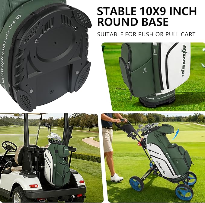 PU Leather Lightweight Men Women Blue White Black Green Golf Bag,Multiple 10 Pockets 14-Way Dividers Cooler Pouch Golf Cart Bag