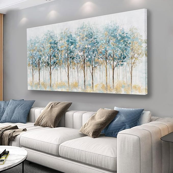 Belmrxne Tree Wall Art Blue and Black Wall Decor Trendy Canvas Painting Designer Artwork for Living Room Bedroom Dining Room Office Home Decor 24x48 inch