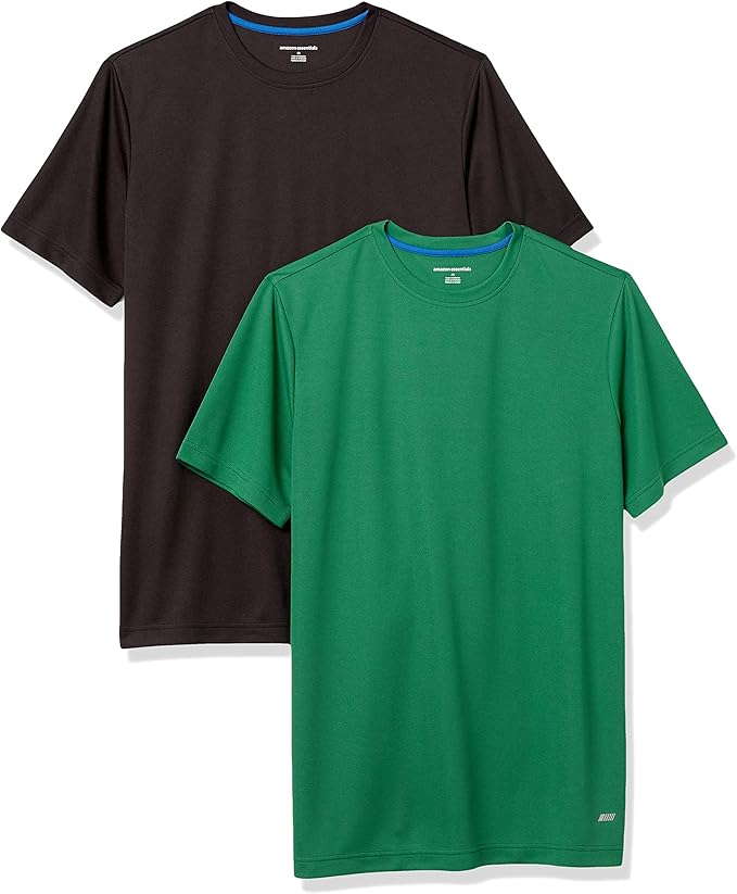 Amazon Essentials Men's Moisture Wicking Breathable Active Performance Tech Gym T-Shirts, Pack of 2