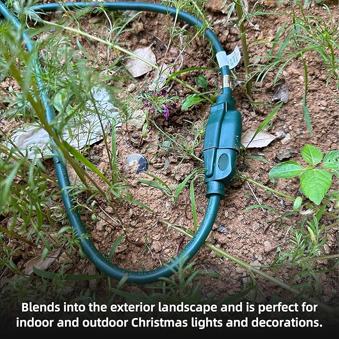 YOJOE Indoor Outdoor Extension Cord, 3 Prong 13A Weatherproof Power Cord, 16 Gauge Heavy Duty 10 ft Green Extension Cord for Garage, Garden and Home, 16/3 SJTW UL Listed
