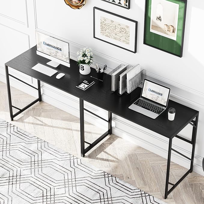 Elephance Folding Desk Writing Computer Desk for Home Office No-Assembly | Study Office Desk,Foldable Table for Small Spaces,39.4 Inch,Black