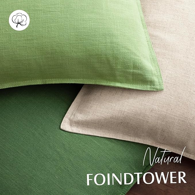 Foindtower Pack of 2, Decorative Linen Solid Throw Pillow Covers Soft Accent Euro Cushion Case Boho Farmhouse Pillowcase for Chair Couch Sofa Bedroom Living Room Home Decor 20 x 20 Inch Lime Green