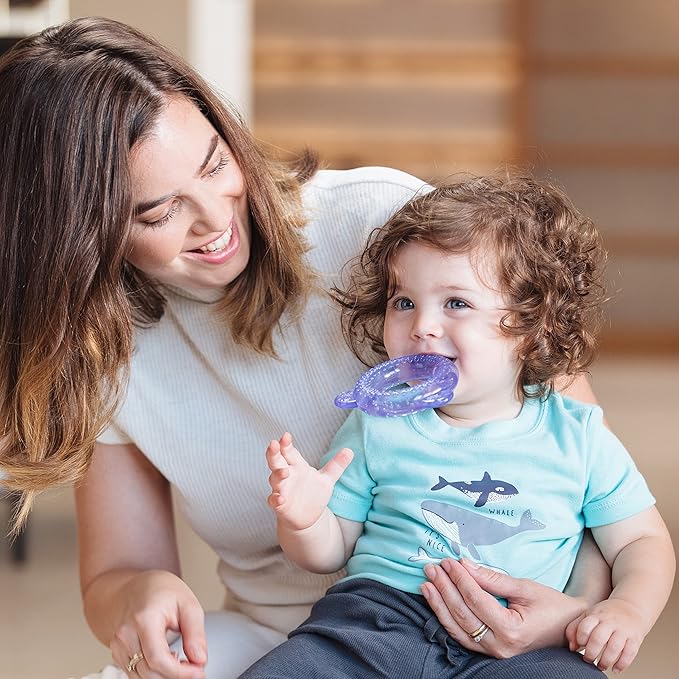 Nuby IcyBite Teethers for Teething Relief - Soft BPA-Free Baby Teething Toy - 3+ Months - Ocean Rings