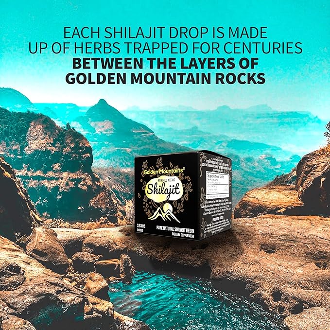 Pure Authentic Siberian Altai Golden Mountains Shilajit Resin 100g 3.53oz - Measuring Spoon – Quality & Safety Certificate in Each Box