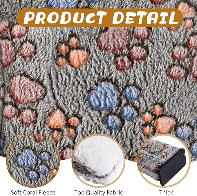 Tuanse 4 Pack Ultra Soft Dog Cat Bed Mat with Cute Prints Reversible Fleece Dog Crate Kennel Pad Cozy Washable Thickened Hamster Guinea Pig Pet Bed Mat for Small Animals(13 x 19 Inches,Gray)