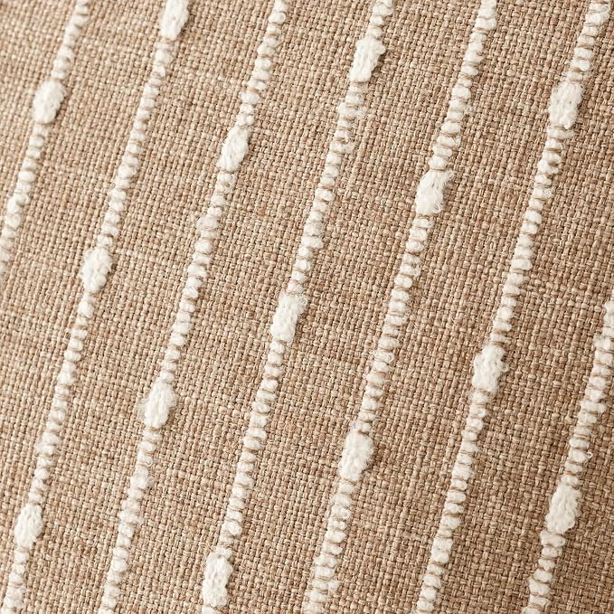 Foindtower Pack of 2 Decorative Jacquard Boucle Lumbar Throw Pillow Covers Accent Textured Striped Pillowcases Cozy Boho Cushion for Couch Sofa Bedroom Living Room Home Decor 12x20 Inch Camel