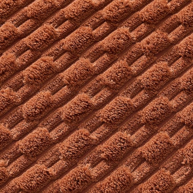 MIULEE Fall Decorative Throw Pillow Covers 18x18 Burnt Textured Corduroy | Terracotta Pack of 2 Striped Pillow Covers Modern Farmhouse Autumn Home Decor for Couch Bed Sofa Living Room