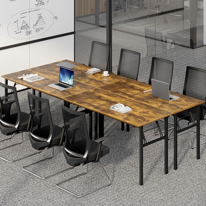 Need Office Computer Desk 60 Inch Sturdy Folding Laptop Table Retro | Black Frame Writing Gaming Work Table/Foldable Home Office Desk/Sewing Table, No Assembly Required