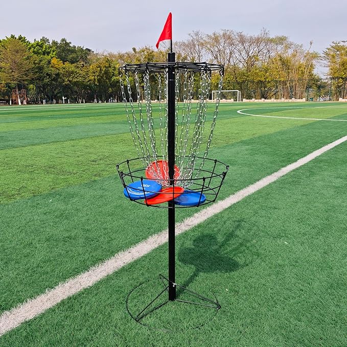 Disc Golf Basket - Portable Disc Golf Target with Heavy Duty 24-Chains Come with 6pcs Disc Golf Discs and Carry Bag, Ground Stake -Suitable for Players of All Levels - Multi Color Available