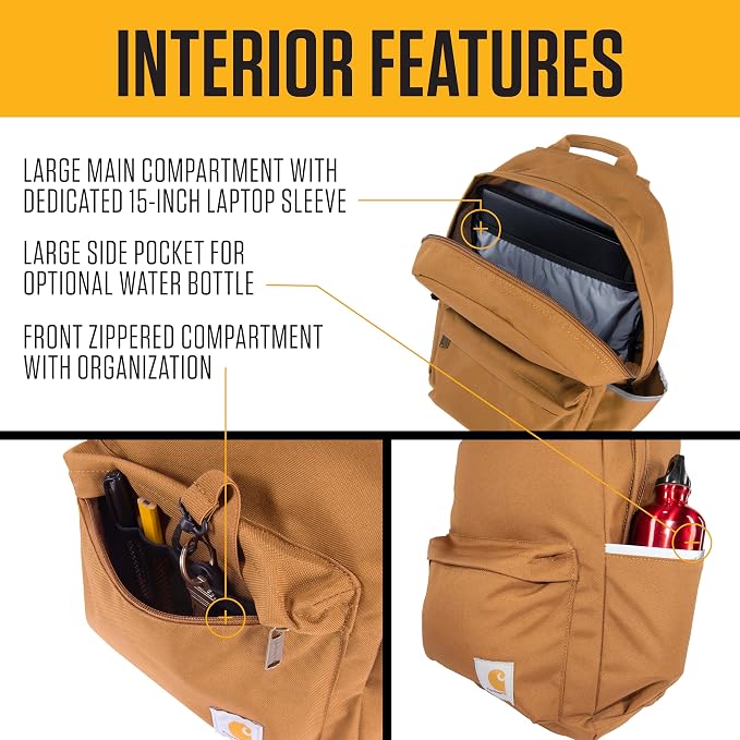 Carhartt Classic 21L Backpack Chalk | Classic Laptop, Water-Resistant Pack with 15 Laptop Sleeve and Organizational Compartments