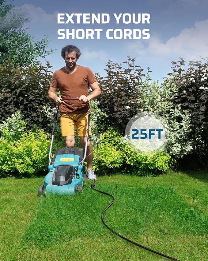 DEWENWILS Outdoor Extension Cord 25FT, Waterproof Power Cord for Indoor Outdoor Appliances, 14/3 SJTW, Black, ETL Listed, 2 Pack