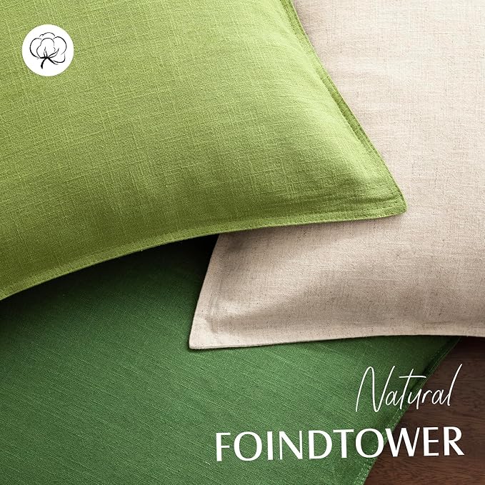 Foindtower Pack of 2, Decorative Linen Solid Throw Pillow Covers Soft Accent Euro Cushion Case Boho Farmhouse Pillowcase for Chair Couch Sofa Bedroom Living Room Home Decor 20 x 20 Inch Forest Green