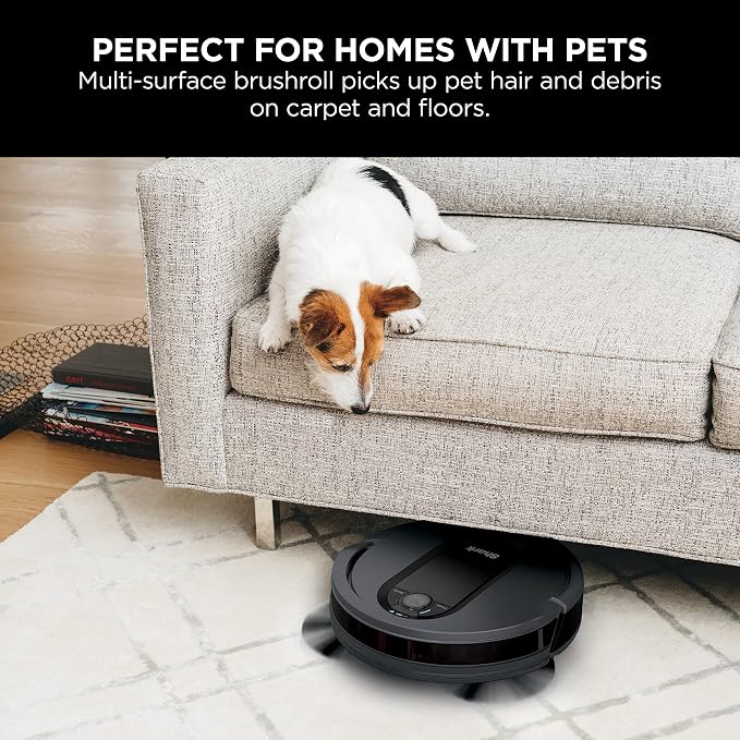 Shark EZ Robot Vacuum, Self-Empty Base, Dark Gray,RV912S | 30-Day Bagless Self-Empty Base, Row-by-Row Cleaning, Multi-Surface Brushroll, Recharge & Resume, Wi-Fi, Works with Alexa