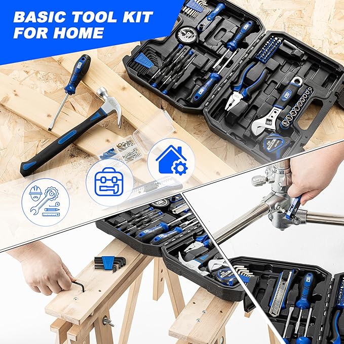 Prostormer 160-Piece Home Repair Tool Set, General Household Hand Tool Kit with Toolbox Storage Case for House, Garage, College Dorm and Office (Blue)