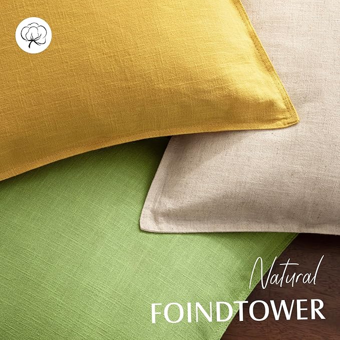 Foindtower Pack of 2, Decorative Linen Solid Throw Pillow Covers Accent Lumbar Cushion Case Boho Farmhouse Pillowcase for Chair Couch Sofa Bedroom Living Room Home Decor 12 x 20 Inch Ginger Yellow