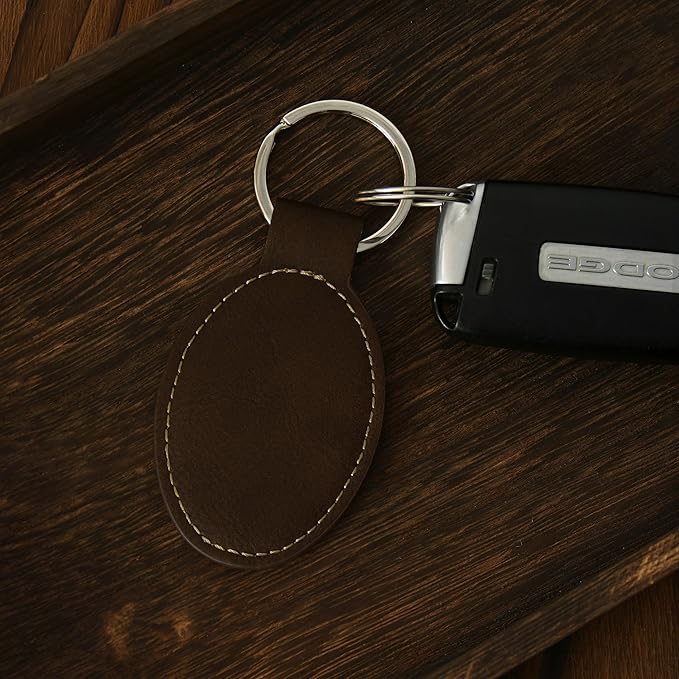 LaserGram Oval Keychain, Palm Trees, Personalized Engraving Included (Rustic with Gold)