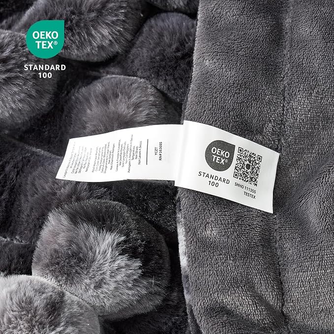 Cozy Bliss Faux Fur Throw Blanket for Couch, Cozy Warm Plush Striped Blanket for Sofa Bedroom Living Room, 60 * 80 Inches Tie-dye Black