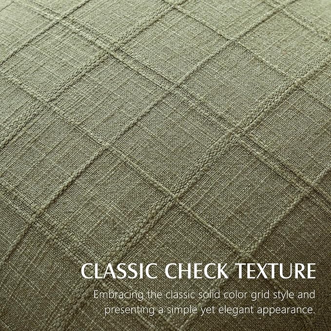 Foindtower Set of 2 Decorative Linen Check Throw Pillow Covers Neutral Farmhouse Vintage Cushion Covers Modern Boho Home Decor for Sofa Chair Couch Bedroom Living Room,20×20 Inch,Sage Green