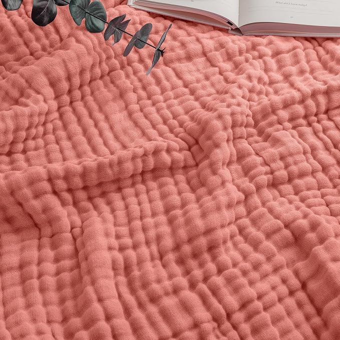 Comfy Cubs Adult Muslin Blanket 90x66” Twin Swaddle Blankets, Dusty Rose | 6 Layer Soft, Breathable & Lightweight Muslin Adult Blanket - Machine Washable & Designed in the US Bedding for All Seasons