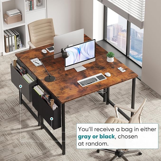 OLIXIS Small Computer Desk, 40 Inch Gaming Desks for Home Office | Writing Study Craft Work Table, Computer Workstation for Bedroom Small Spaces with Storage Bag, Rustic Brown
