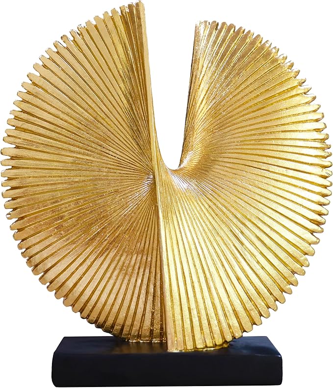 Modern Abstract Round Decorative Sculpture , Dining Living Room Desk Decor,Geometric Home Decor Statues,Shelf Top Decor Aesthetics,making it perfect for placing coffee tables or office shelves,golden