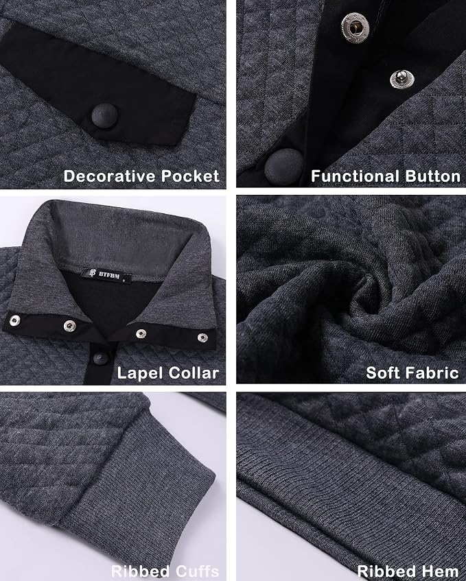 BTFBM Women Fashion Quilted Pattern Lightweight Zipper Long Sleeve Plain Casual Ladies Sweatshirts Pullovers Shirts Tops