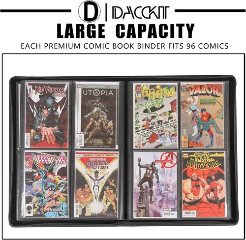 D DACCKIT Premium Comic Binder - Holds 96 Comic Books with Sleeves | Brilliant Orange Storage Solution