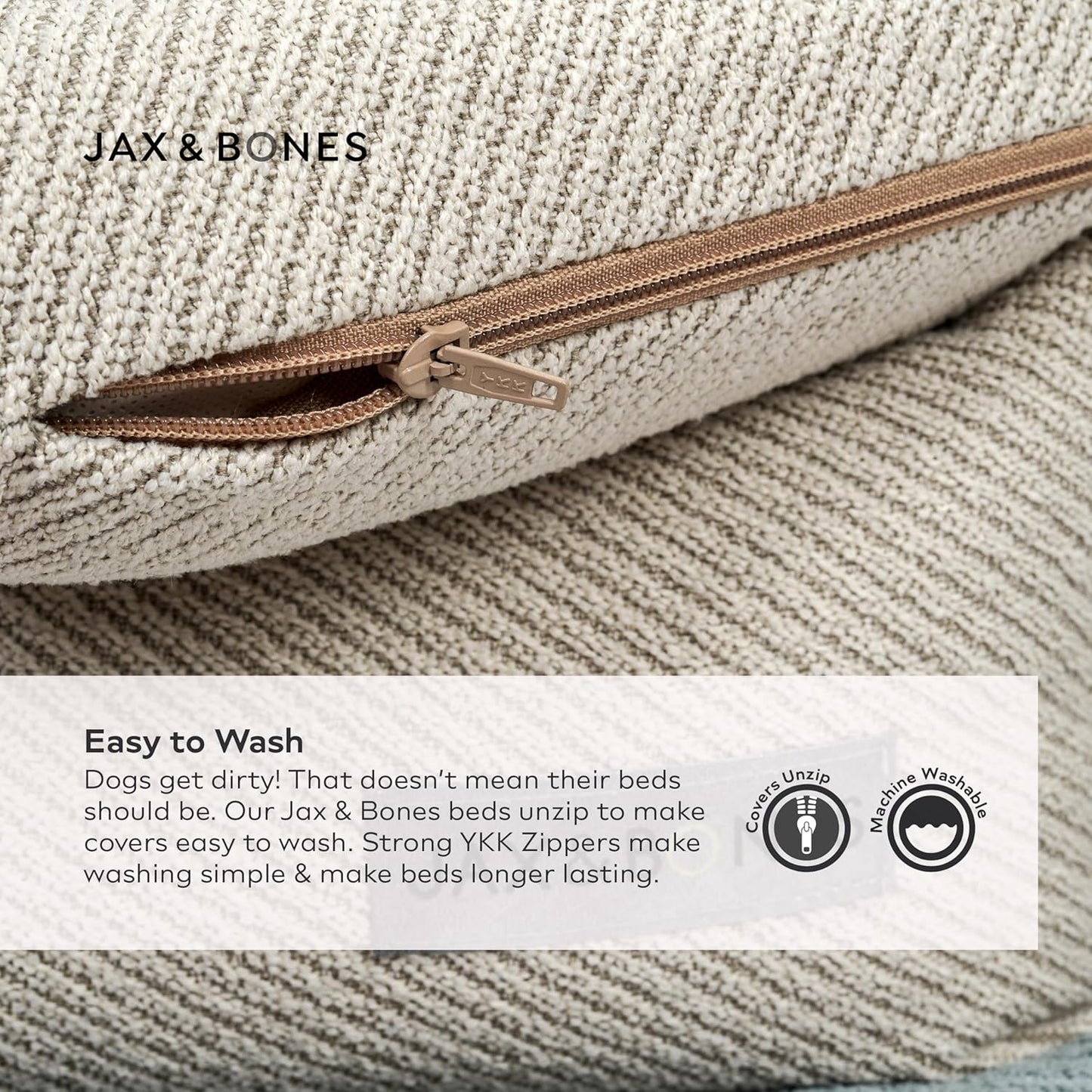 Jax & Bones Dog Napper - Luna Grey Machine Washable Bed for Dogs - Extra Heavy Duty Bolstered Sides - Medium Grey Dog Mat | 35 x 27 Inches