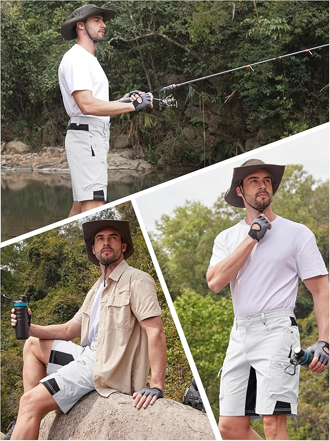 TACVASEN Men's Hiking Cargo Shorts 10" with Zipper Pockets Quick Dry Casual Stretch Golf Work Short Outdoor Summer