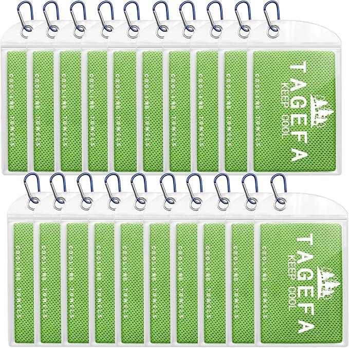 Cooling Towels 20 Pack, 40"x 12" Cooling Rags Neck Wraps for Sports with Carrying Pouch, Gym Cooling Neck Towels for Hor Weather, Sweat, Fitness, Travel