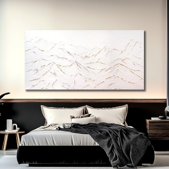 Belmrxne Mountain Wall Decor White Wall Art Abstract Landscape Canvas Painting Wall Prints Artwork for Living Room Bedroom Dining Room Office Home Decor 24x48 Inch