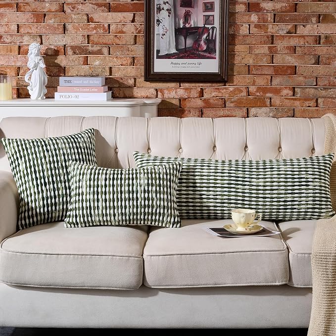 Boho Chenille Pillow Cover Decorative Tufted Pillowcase for Couch Bed Sofa Bedroom Living Room Modern 20 x 20-Inch Sage Green