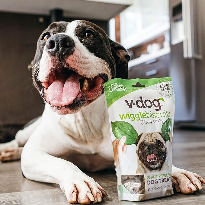 V-Dog Vegan Wiggle Biscuit Organic Dog Treats, Peanut Butter, 10 Ounce, Superfoods