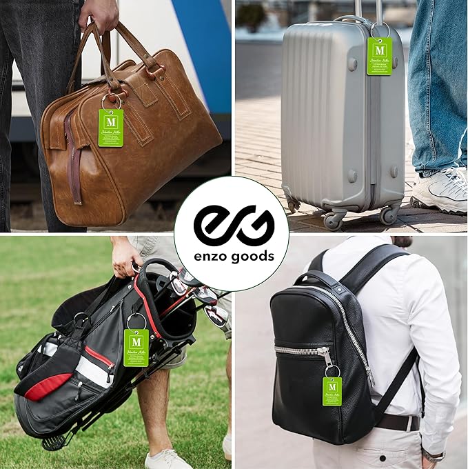 Personalized Luggage Tag | 10 Pack | Custom Luggage Tags for Suitcases | Kids Backpack Tag | 10 Color Options & Choose Font, Font Color