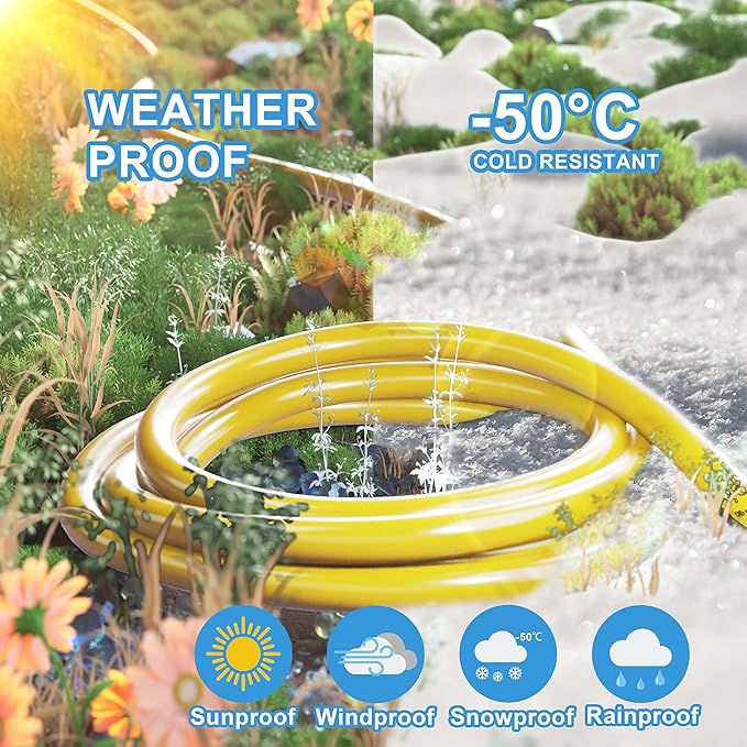 HUANCHAIN 75 ft 12/3 Gauge Heavy Duty Outdoor Extension Cord Waterproof with Lighted, Flexible Cold Weather 3 Prong Electric Cord Outside, 15A 1875W 125V 12AWG SJTW, Yellow, ETL Listed