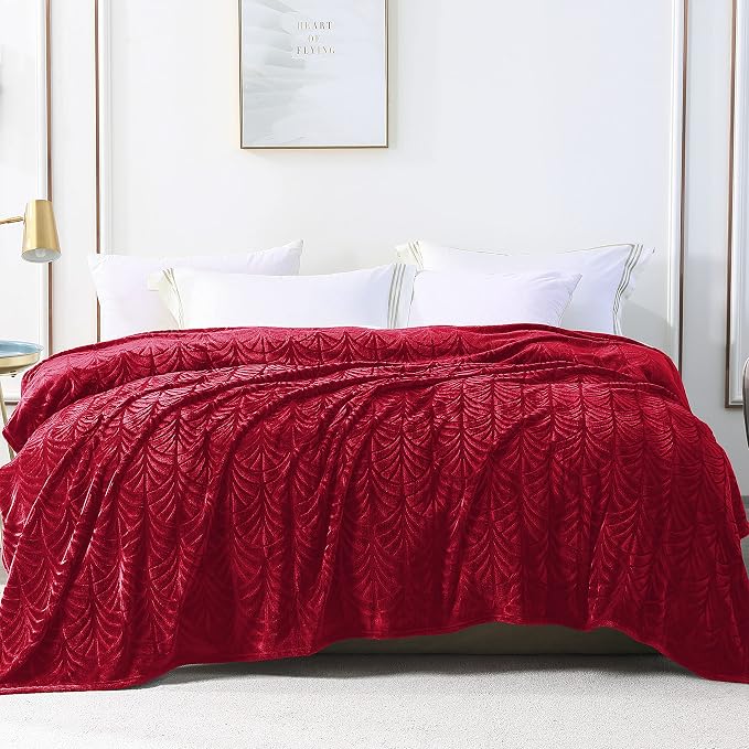Whale Flotilla Soft Flannel Fleece King Size Bed Blanket, Red | Cozy Lightweight Breathable Coverlet, Plush Fluffy Bedspread, Vintage Pattern Decorative Blanket for Bed All Season, 90"x104"