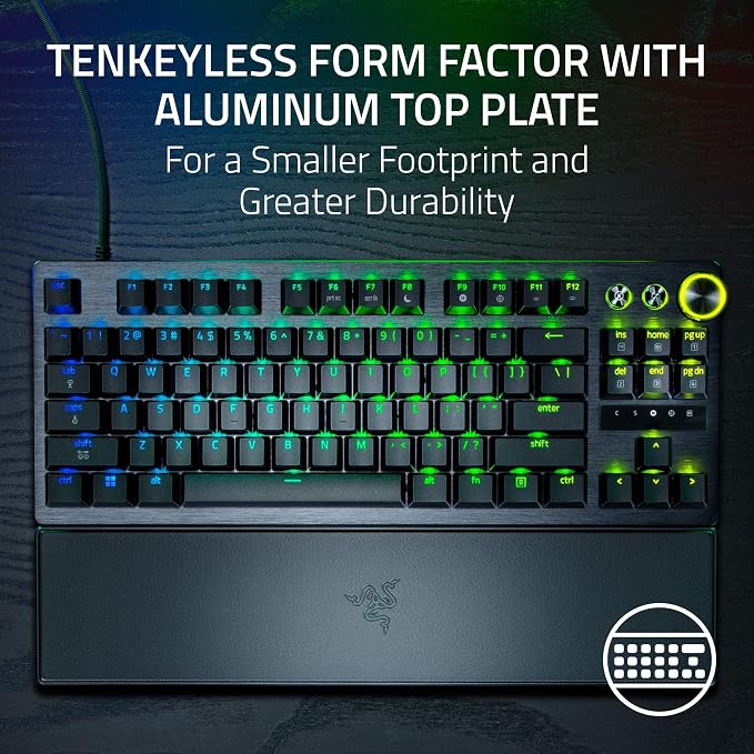 Razer Huntsman V3 Pro TKL 8KHz Esports Gaming Keyboard, Black | Analog Optical Switches Gen 2, 8KHz Polling, Razer Snap Tap, Rapid Trigger, Adjustable Actuation, Media Controls