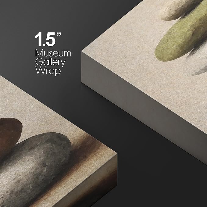 wall26 Canvas Print Wall Art Stacked Zen Stones in Rain Tranquil Nature Photography Realism Rustic Colorful Multicolor for Living Room, Bedroom, Bathroom - 12"x18"