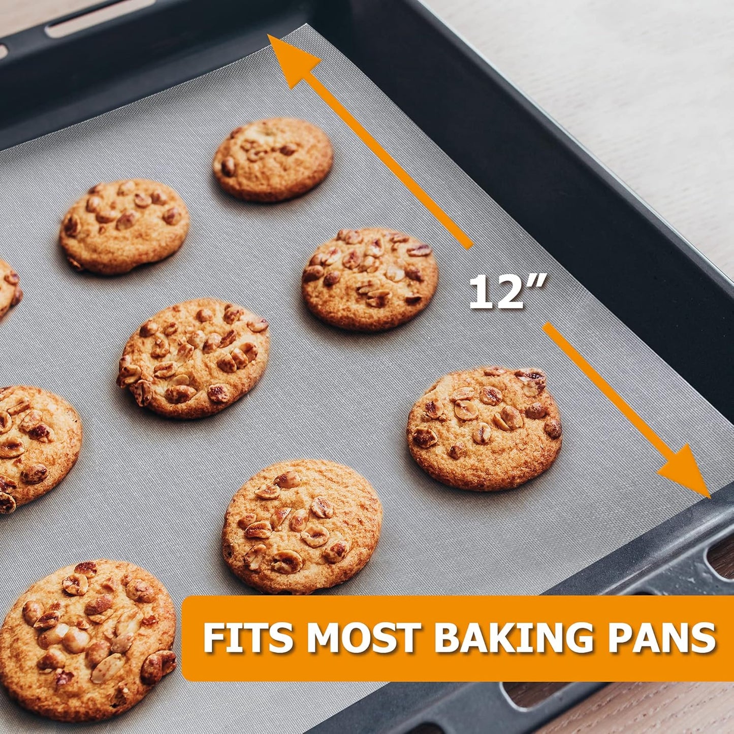 Silicone Baking Mat Roll - Best German Silicone - Non-slip Silicone Pastry Mat, Non-Stick Reusable Air Fryer Linner, Counter Mat, Oven Liner, Freeze Dryer Mat - 12IN x 13.3FT