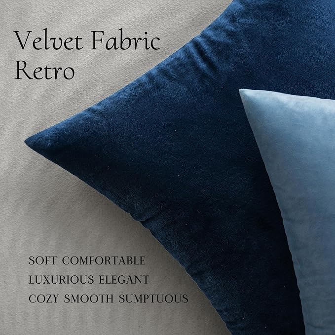MIULEE Pack of 2 Velvet Pillow Covers Decorative Square Pillowcase Soft Solid Cushion Case for Spring Sofa Bedroom Car 26x26 Inch Dark Blue | Soft Solid Decorative Euro Sham, Modern Luxury Home Decor, for King Bed Sofa Couch Bedroom Livingroom