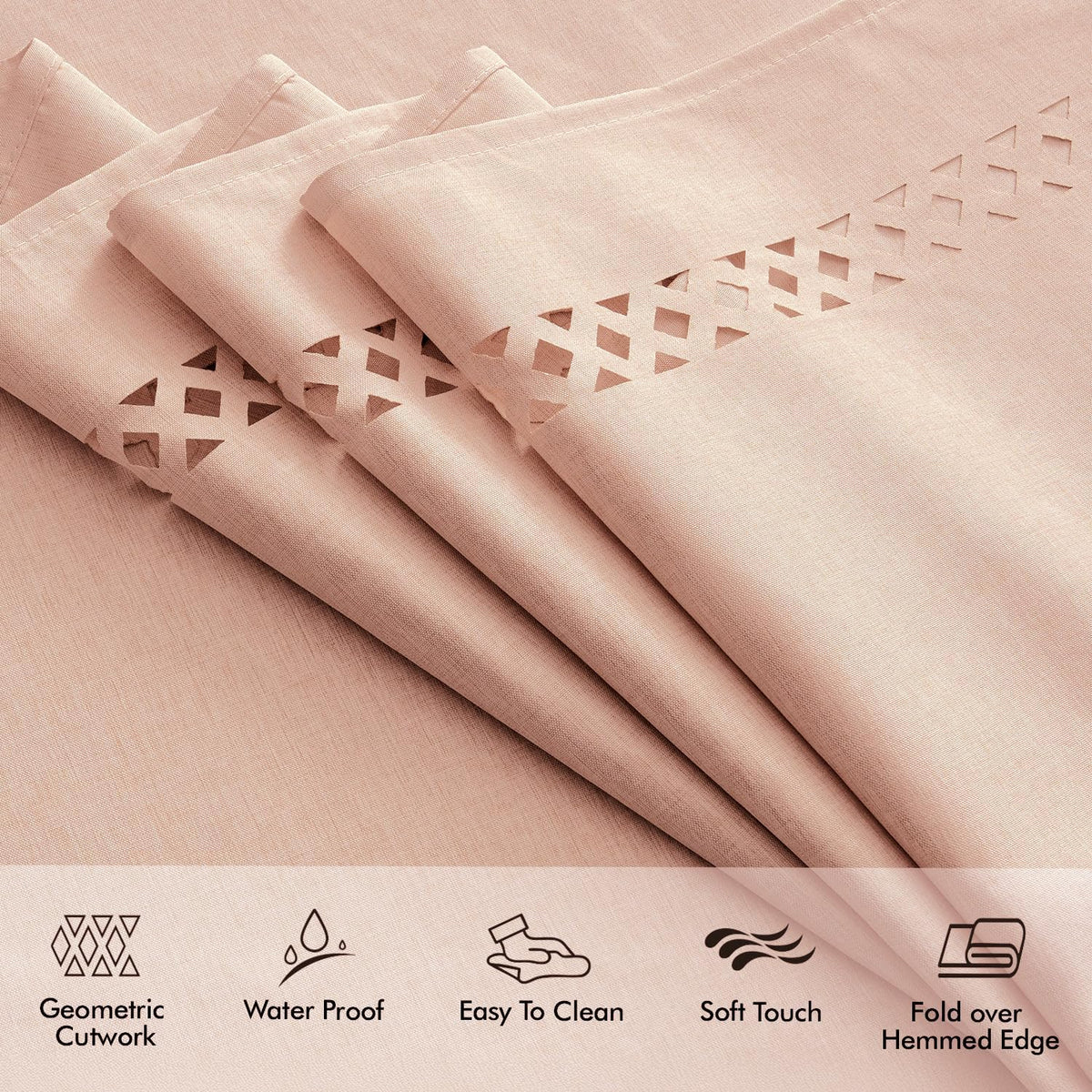 MIULEE Pink Rectangle Linen Polyester Tablecloth with Decorative Cutouts Spring Waterproof Stain Resistant & Shrink-Proof Table Cloth 60x84 inch Farmhouse Style for Dining Wedding and Outdoor