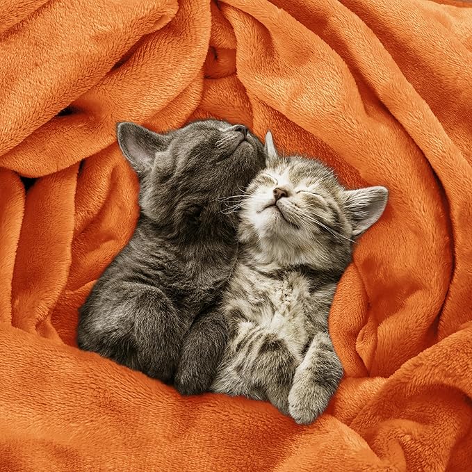 Utopia Bedding Soft Fleece Bed Blanket Twin Size Burnt Orange (60x80 Inch) | Microfiber Plush Warm Lightweight Breathable Cozy Blanket Anti-Static, All Season Use, Gift for Women and Men