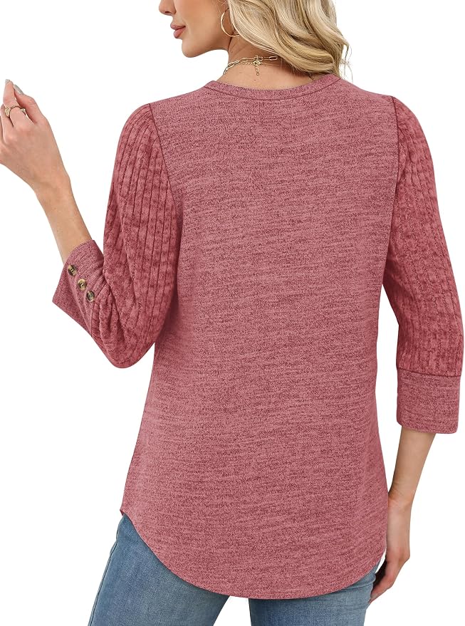WIHOLL 3/4 Length Sleeve Womens Tops Sweaters Shirts Lightweight Spring Outfits 2026 Winter Clothing S-2XL