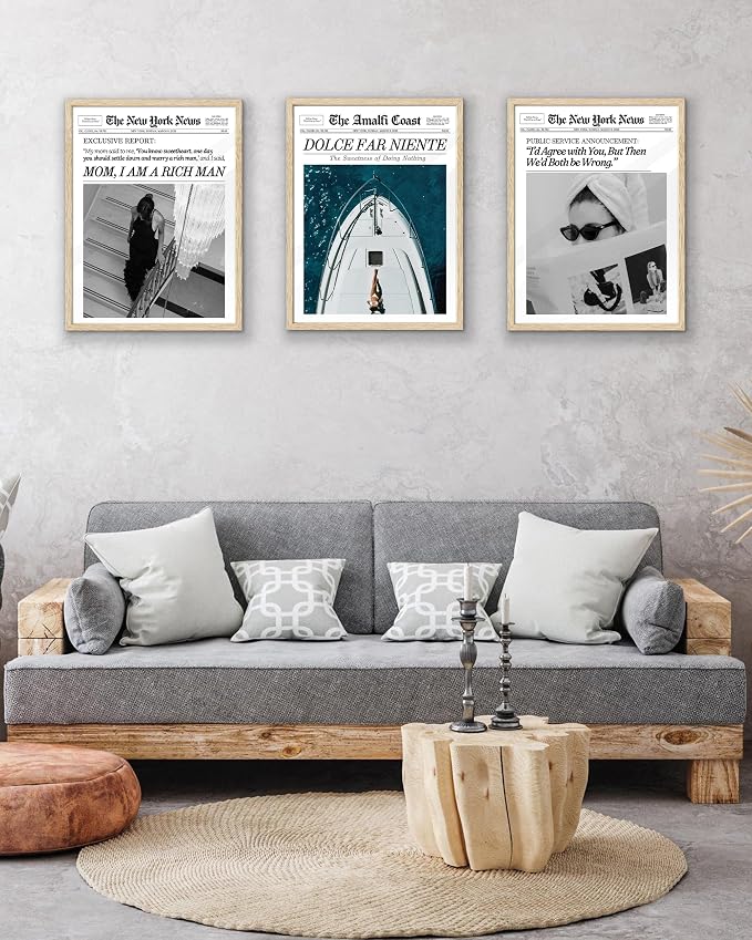 EcoHest 12x16 in Dolce Far Niente Newspaper Canvas Art | Unframed Canvas Print, Italian Summer Newspaper Decor for Living Room, Bedroom, Apartment, Dorm Room, 1Pack