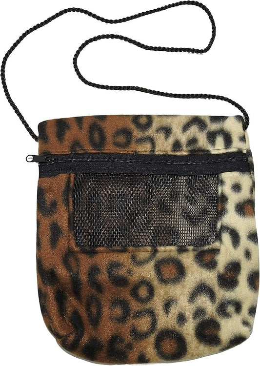 Bonding Carrier Pouch - Premium Bonding Pouch for Sugar Gliders & Other Small Pets - Durable Cozy Fleece Material, Mesh Screen, Silk Rope, and Zipper, Pet Sleeping Bag, Jaguar
