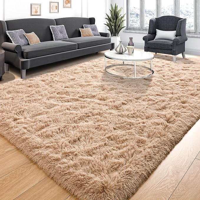 Tepook Area Rugs 10x14 for Living Room, Super Soft Fluffy Rugs for Bedroom, Modern Shaggy Rug Fuzzy Carpets for Kids, Plush Indoor Nursery Home Decor Rug with Non-Slip Bottom, Beige